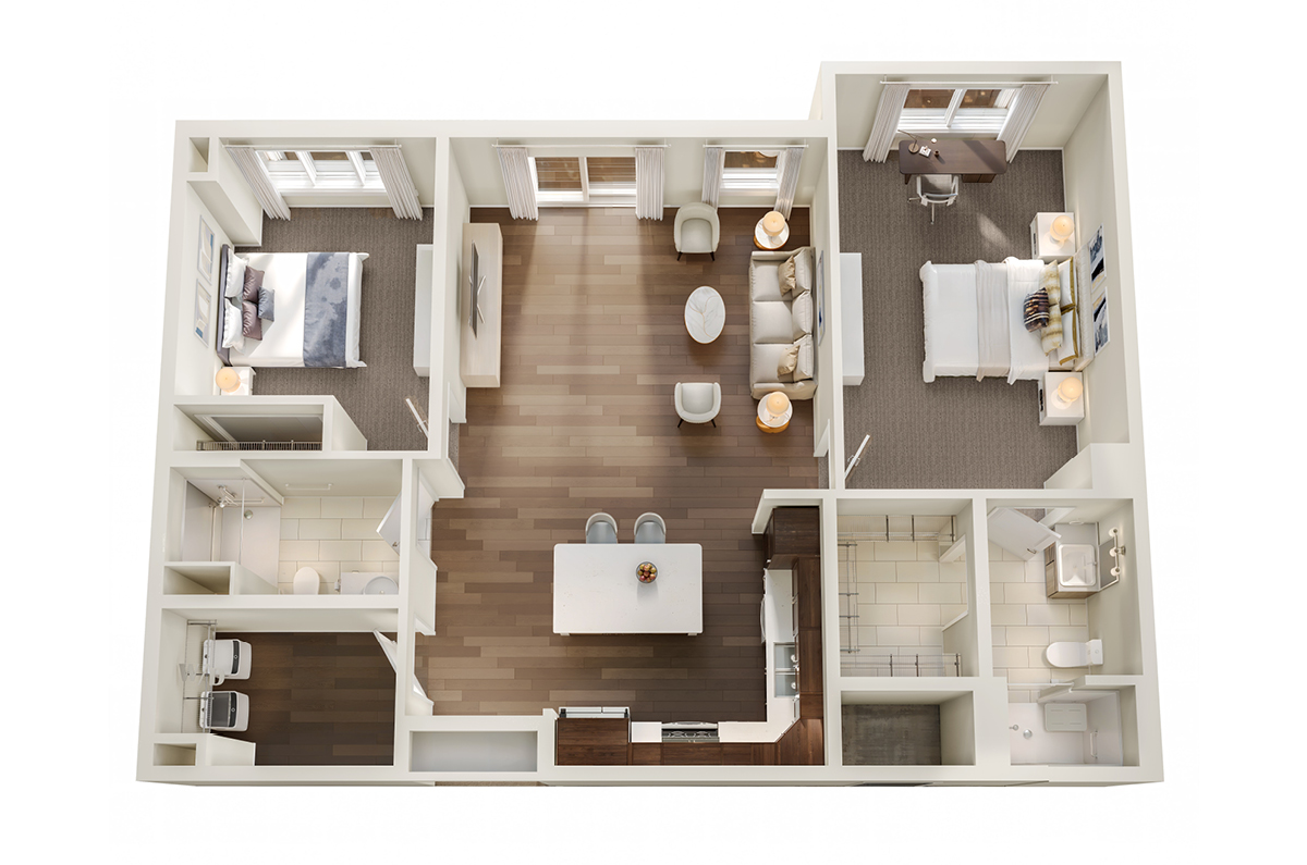 Hollow apartment floor plan.