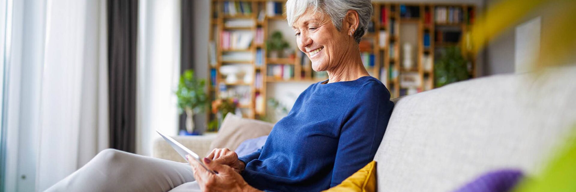 Woman on her tablet.