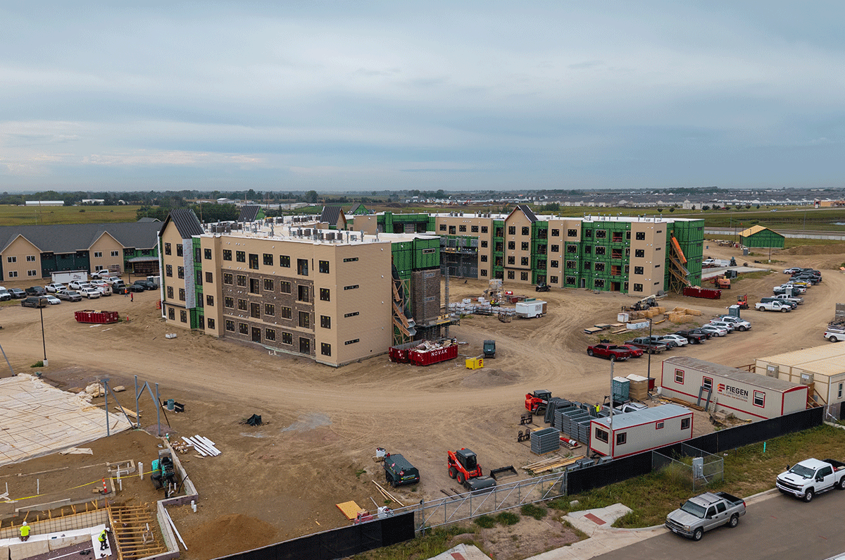 The four-story independent living building is taking shape.